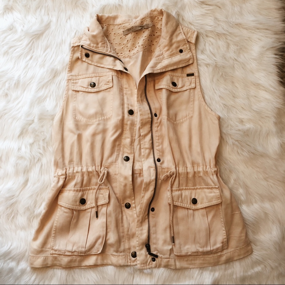 *Max jeans creme/pale yellow cargo vest size small